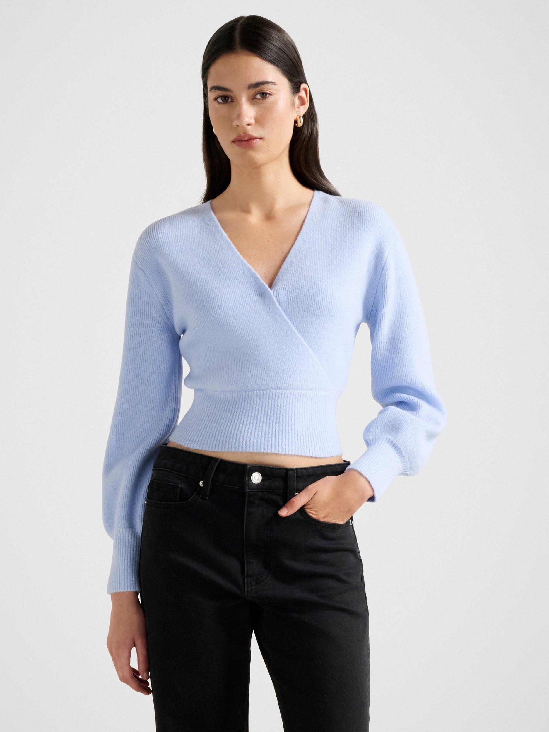 Product image 1 of 5, which shows Forever New Sloane Wrap Jumper, Light Blue, L