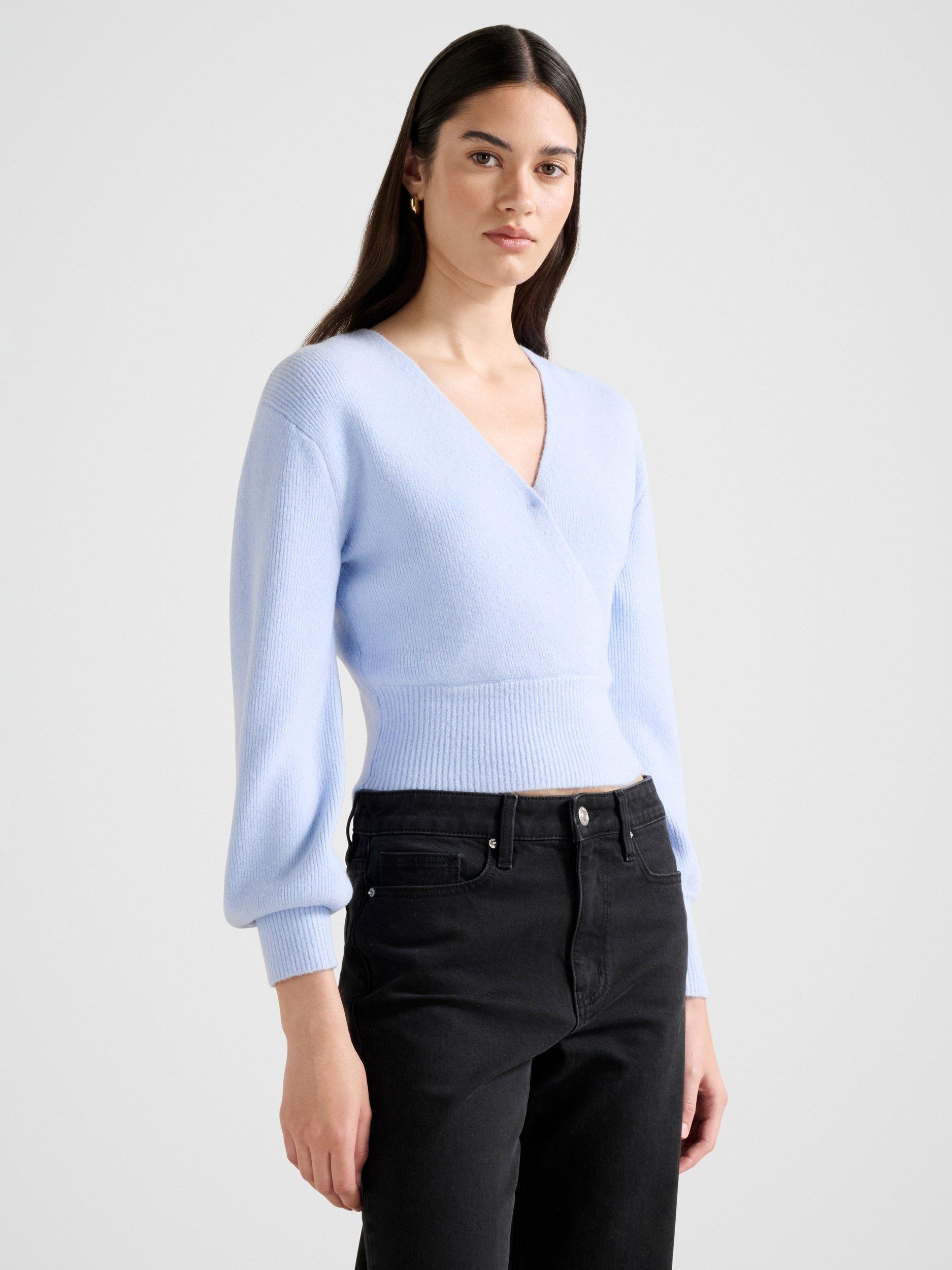 Product image 3 of 5, which shows Forever New Sloane Wrap Jumper, Light Blue, L