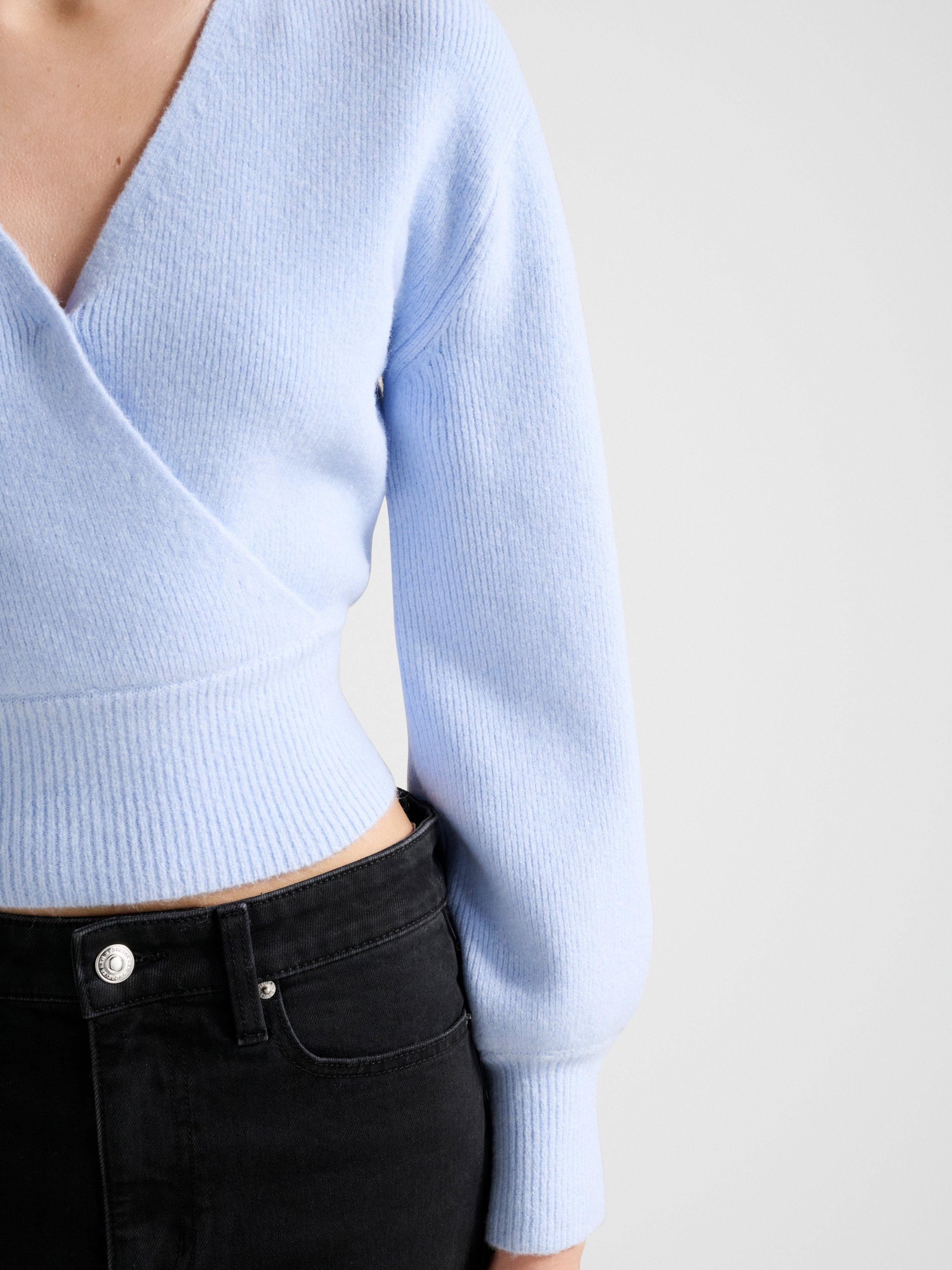 Product image 4 of 5, which shows Forever New Sloane Wrap Jumper, Light Blue, L
