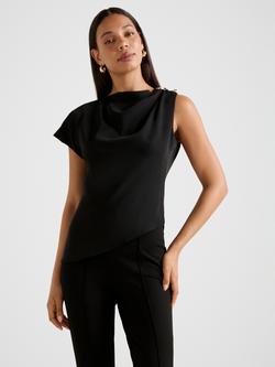 Forever New Aubery Asymmetric Draped Top, Black, Black