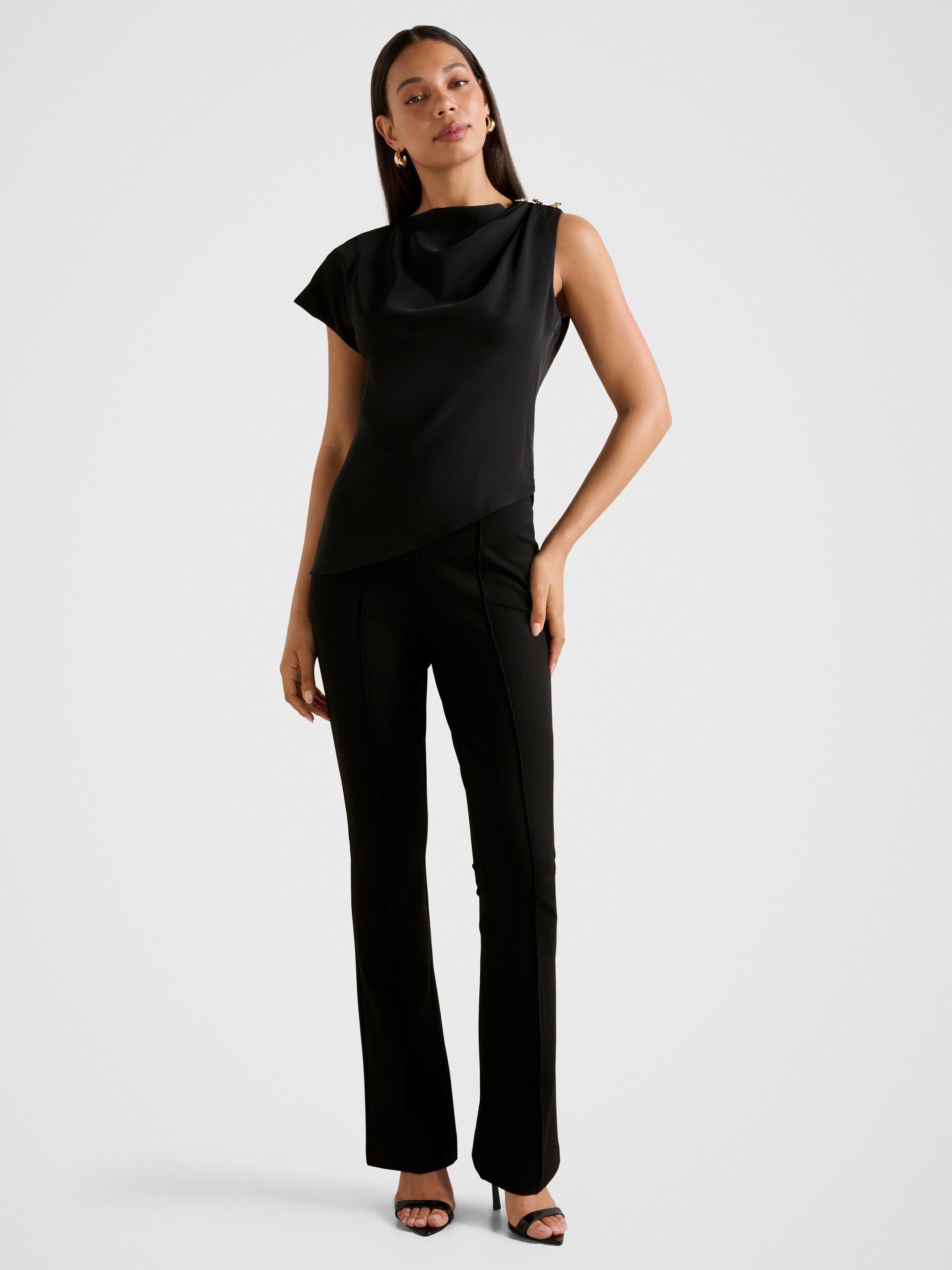Product image 5 of 5, which shows Forever New Aubery Asymmetric Draped Top, Black, 4