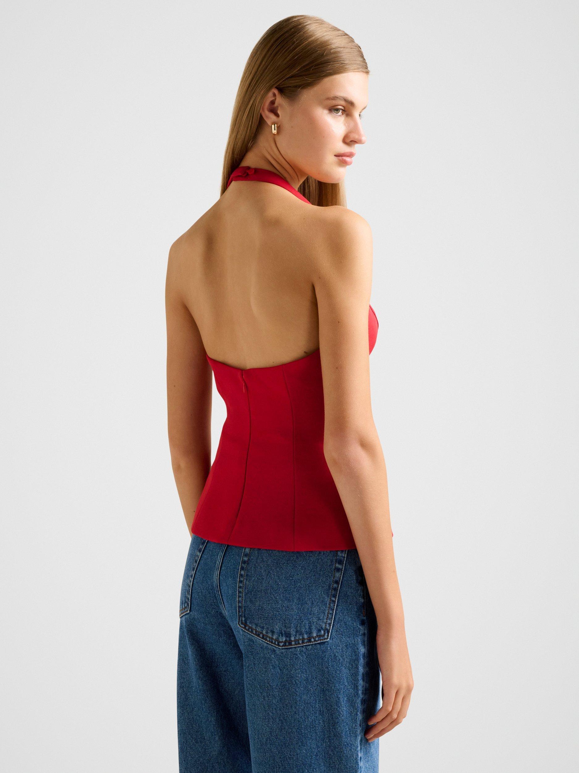 Product image 2 of 5, which shows Forever New Dina Hardware Detail Top, Equestrian Red, 4
