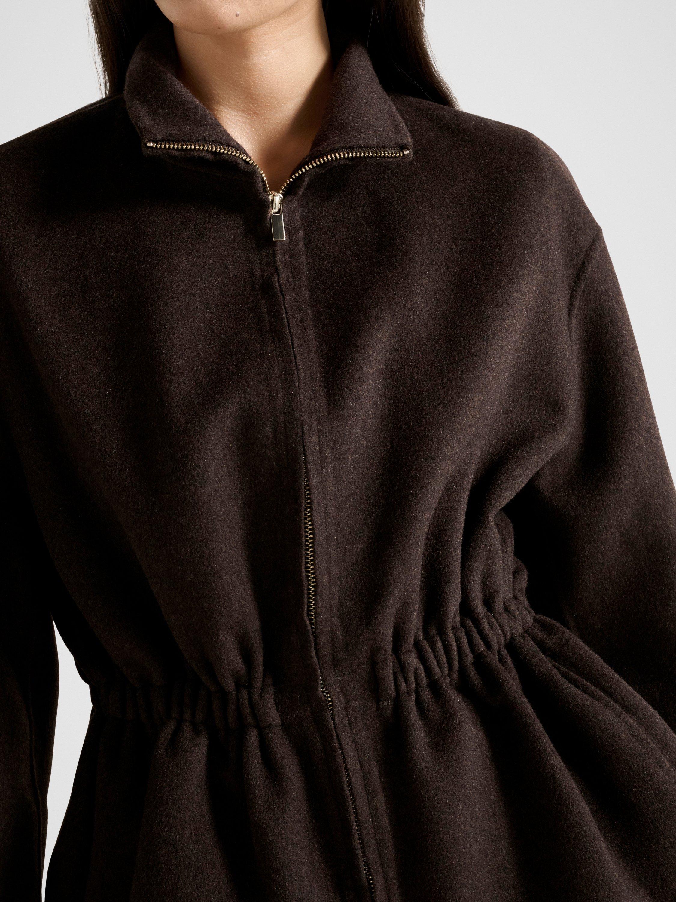 Product image 4 of 5, which shows Forever New Amara Elastic Waist Wool Rich Jacket, Chocolate Set, 4