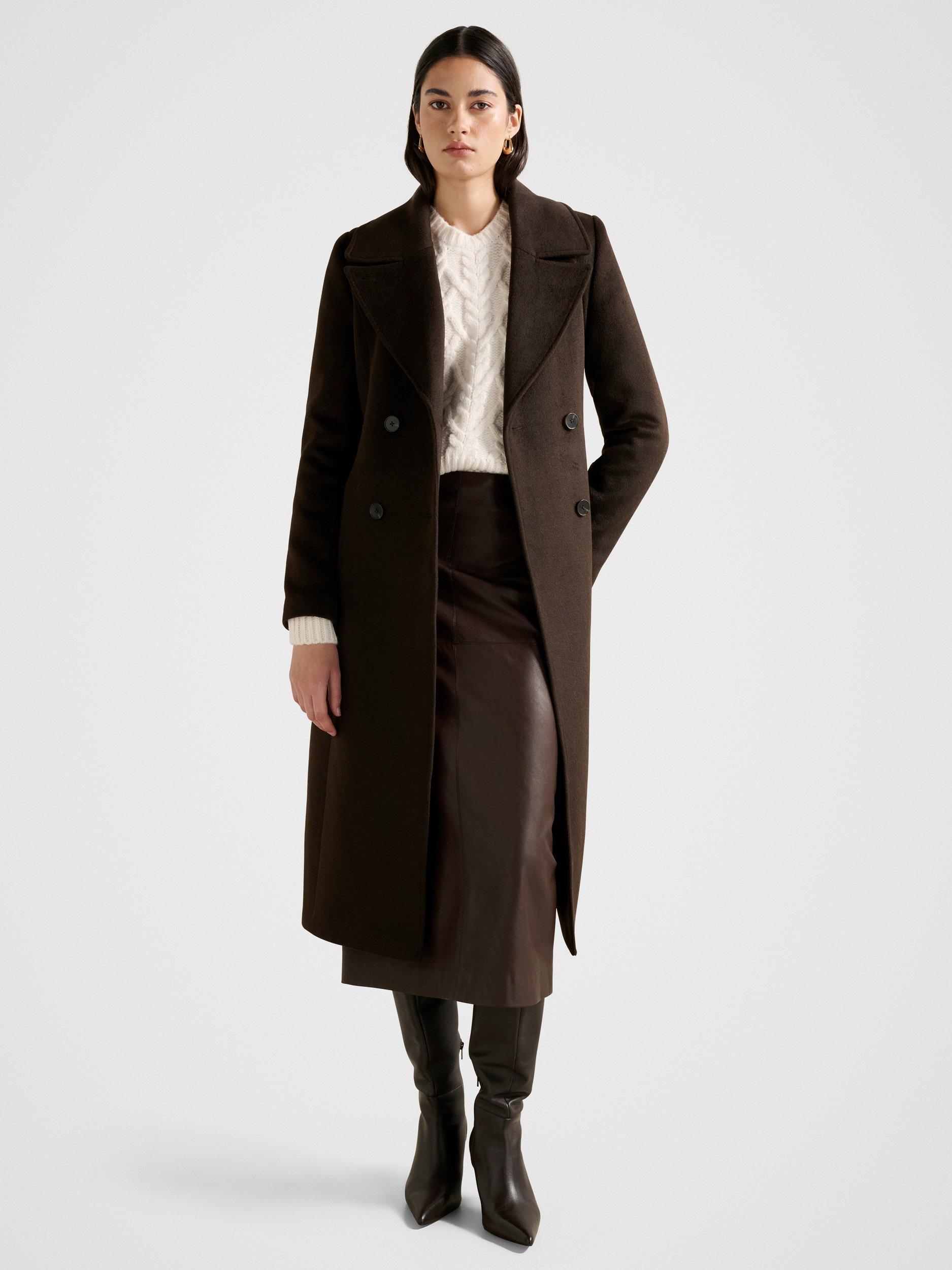 Product image 1 of 5, which shows Forever New Blake Double Breasted Coat, Dark Chocolate, 4