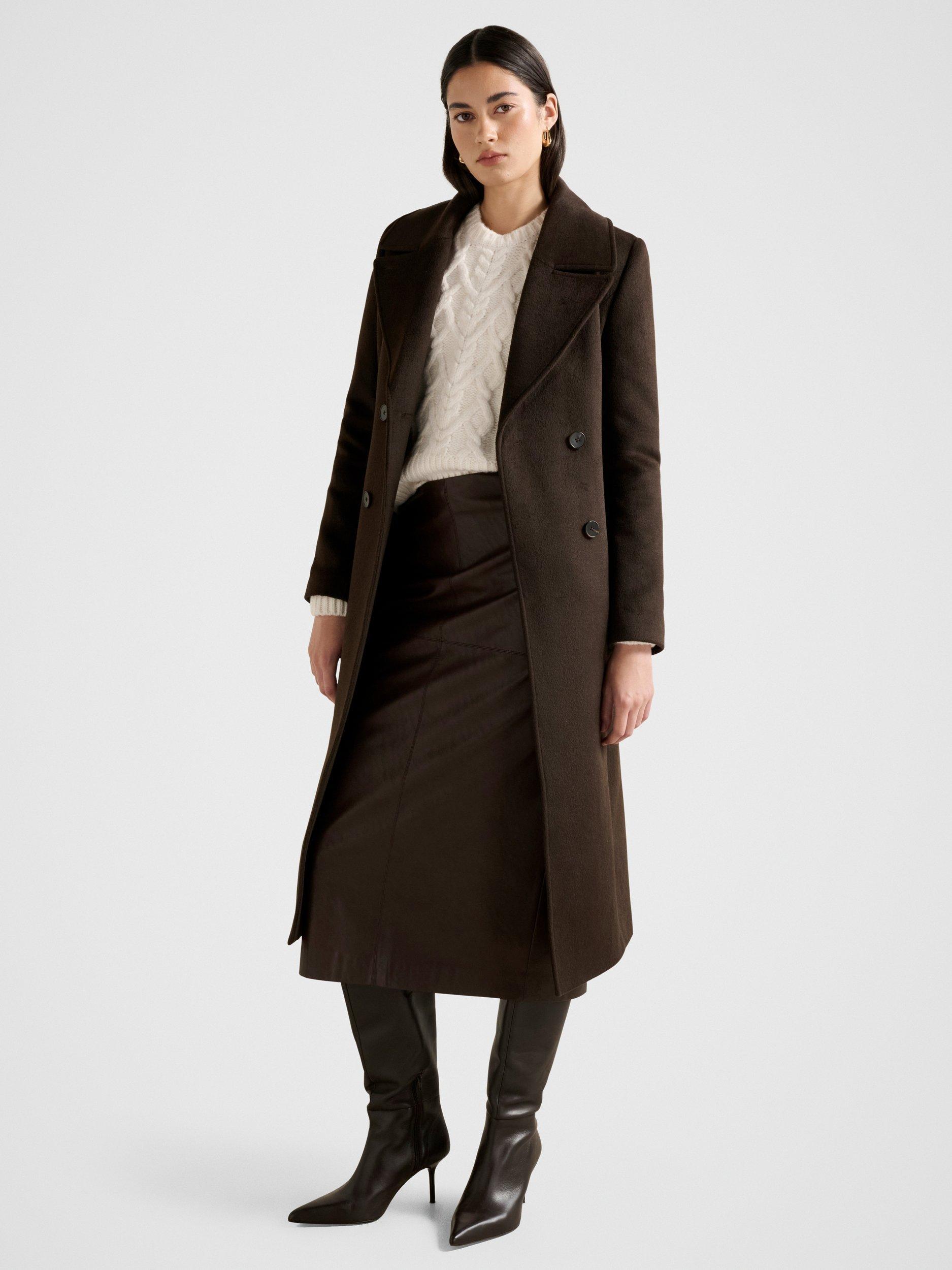 Product image 3 of 5, which shows Forever New Blake Double Breasted Coat, Dark Chocolate, 4