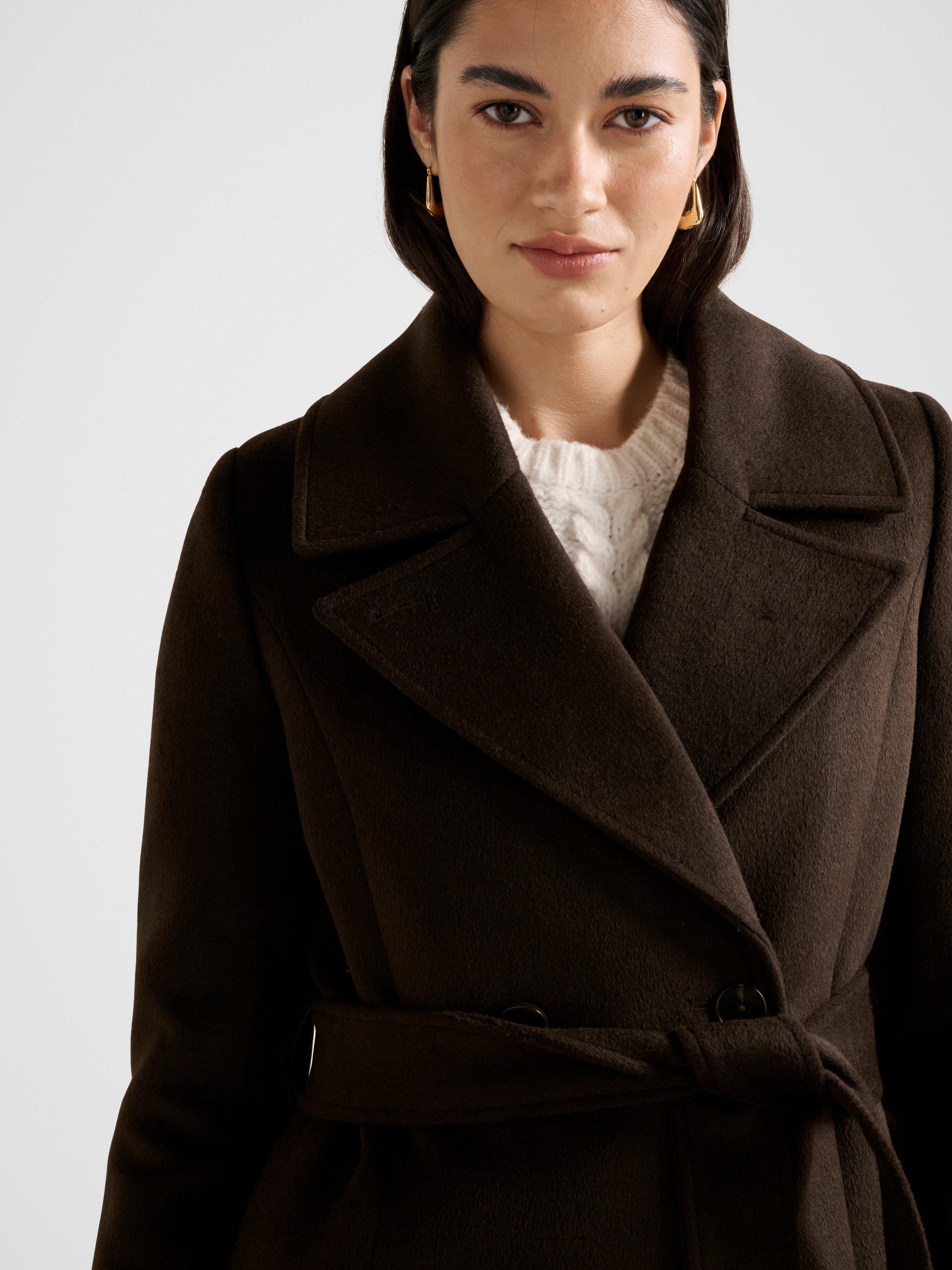 Product image 4 of 5, which shows Forever New Blake Double Breasted Coat, Dark Chocolate, 4