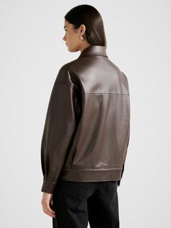 Forever New Maxine Faux Leather Bomber Jacket, Cocoa - view 2, Cocoa