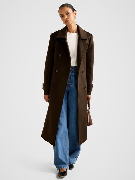 Forever New Petite Sophie Petite Double Breasted Coat, Chocolate, Chocolate