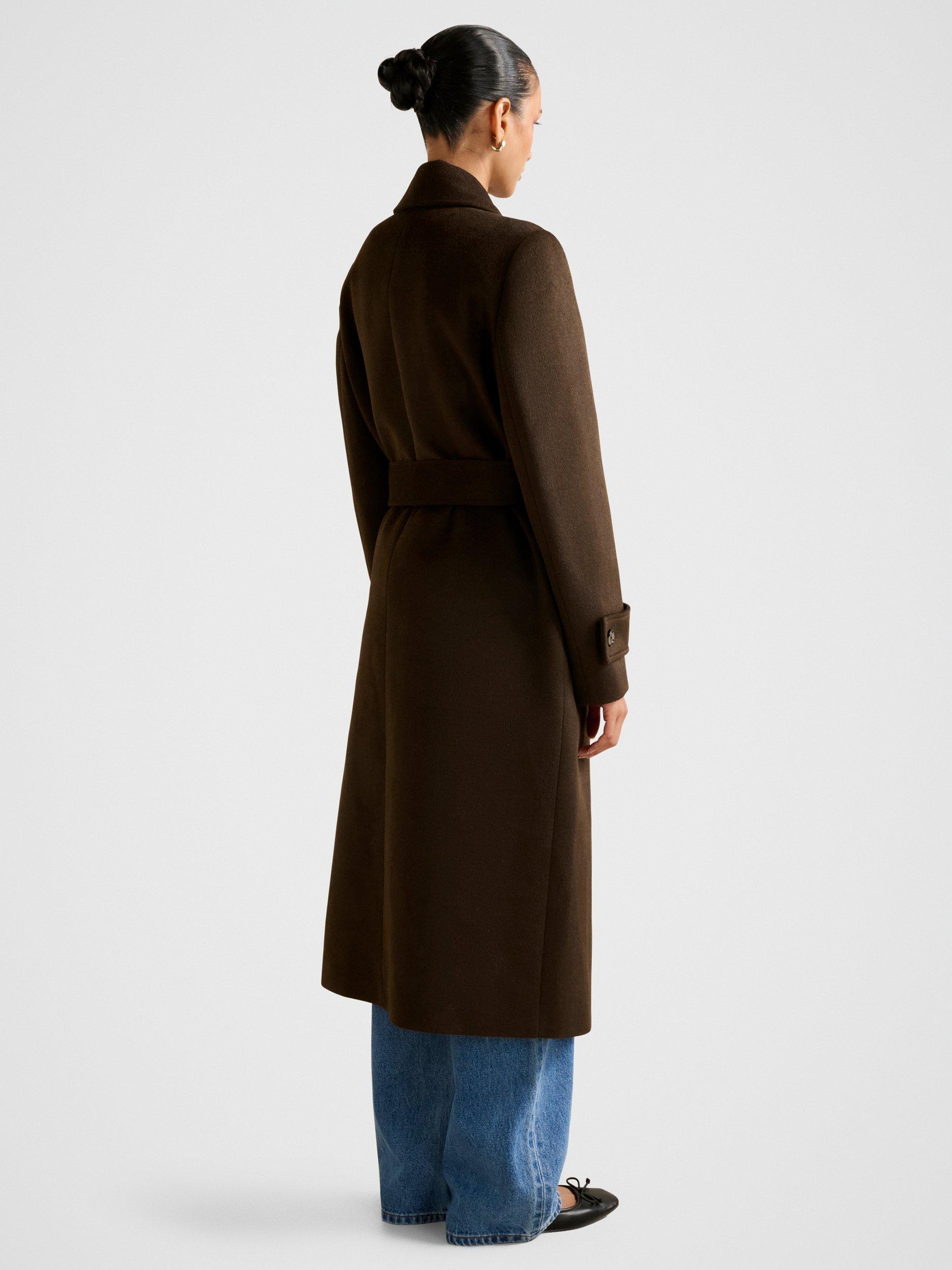 Product image 2 of 5, which shows Forever New Petite Sophie Petite Double Breasted Coat, Chocolate, 4