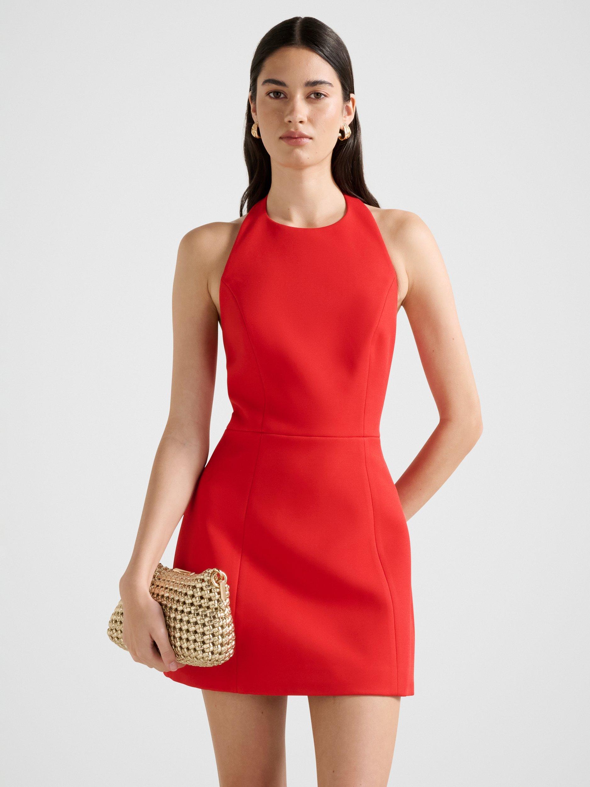 Product image 1 of 5, which shows Forever New Cody Halterneck Mini Dress, Red Rose, 4