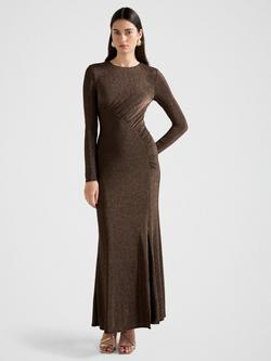 Forever New Farrah Glitter Draped Maxi Dress, Dark Bronze, Dark Bronze