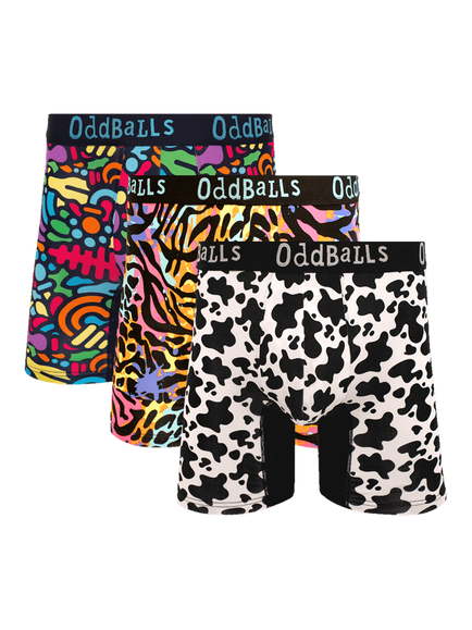 OddBalls Farm Yard Boxers, Pack of 3, Multi, Multi