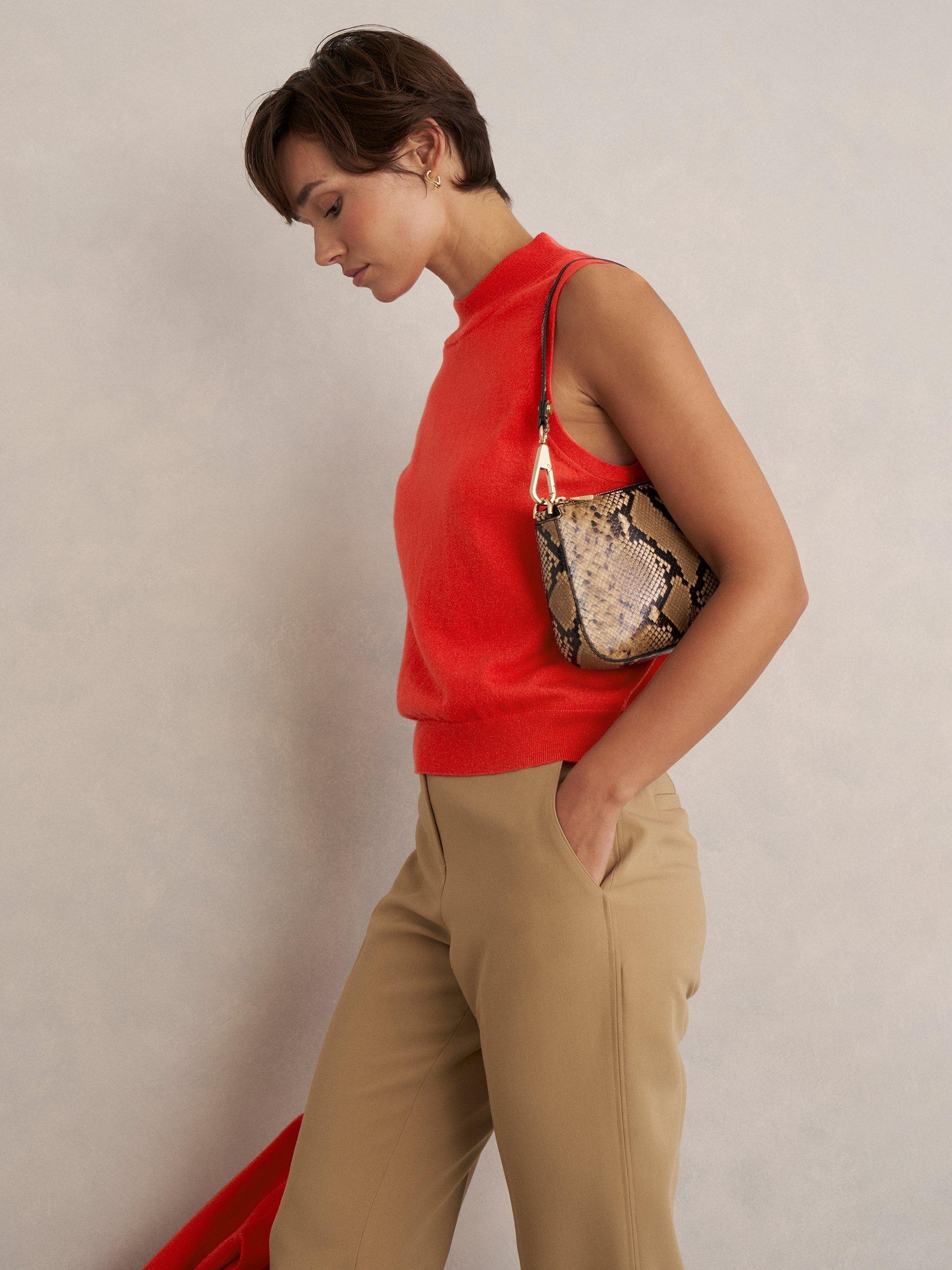 Product image 2 of 5, which shows Hobbs Priya Wool Rich Knit Tank Top, Hibiscus Red, L