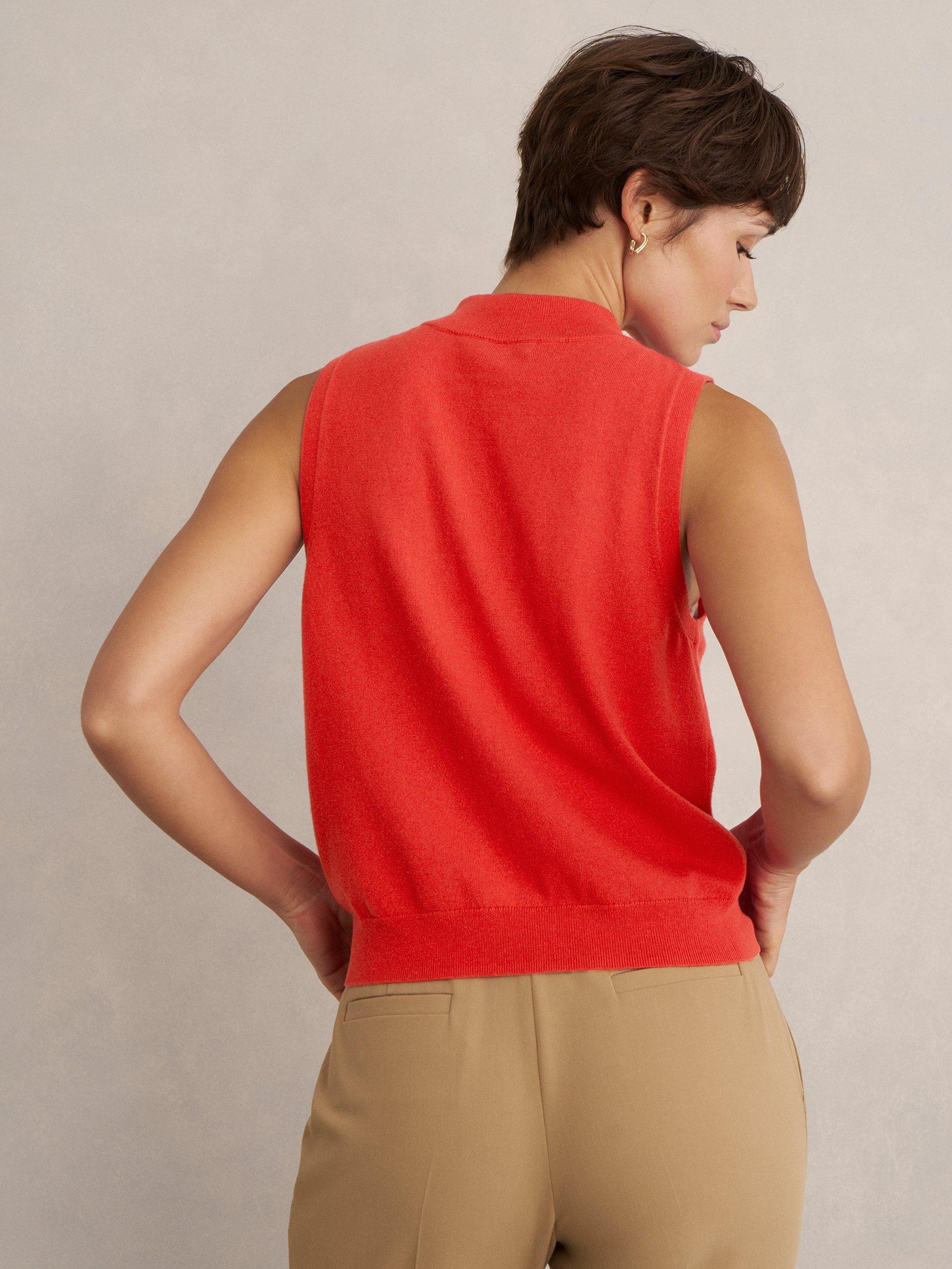 Product image 5 of 5, which shows Hobbs Priya Wool Rich Knit Tank Top, Hibiscus Red, L