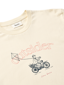 forét Cyclist Crew Neck Cotton T-Shirt, Cloud - view 2, Cloud
