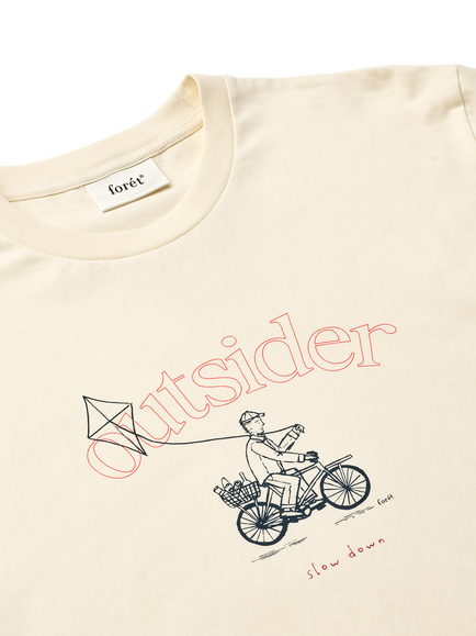 forét Cyclist Crew Neck Cotton T-Shirt, Cloud - view 2, Cloud
