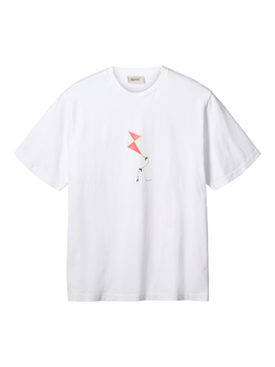 forét Fly Crew Neck Cotton T-Shirt, White, White