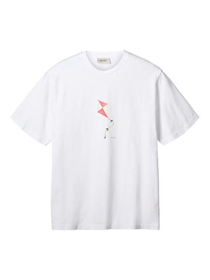 forét Fly Crew Neck Cotton T-Shirt, White, White
