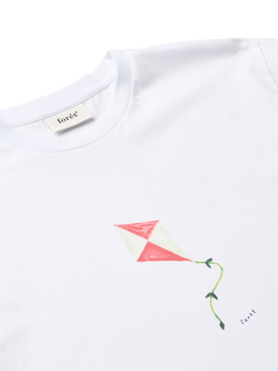 forét Fly Crew Neck Cotton T-Shirt, White - view 2, White