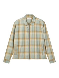 forét Zip Front Check Cotton Shirt Jacket, Green Oxide Check, Green Oxide Check