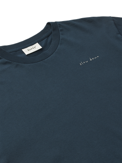 forét Slow Down Crew Neck Cotton T-Shirt, Navy - view 2, Navy