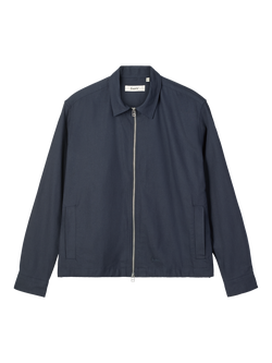 forét Loft Zip Front Cotton Shirt Jacket, Navy, Navy