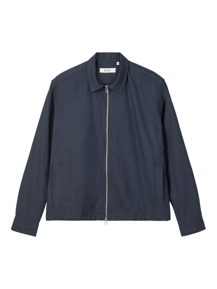 forét Loft Zip Front Cotton Shirt Jacket, Navy, Navy