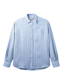 forét Scout Check Cotton Shirt, Light Blue Check, Light Blue Check