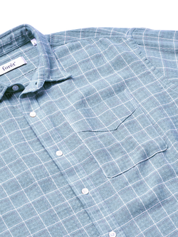 forét Scout Check Cotton Shirt, Light Blue Check - view 2, Light Blue Check