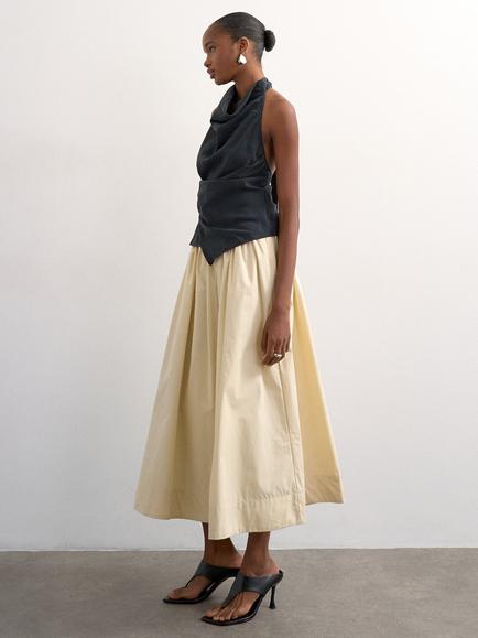 Topshop Drop Waist Saloon Midi Skirt, Light Yellow - view 2, Light Yellow