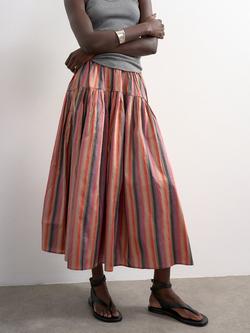 Topshop Taffeta Stripe Maxi Skirt, Multi, Multi