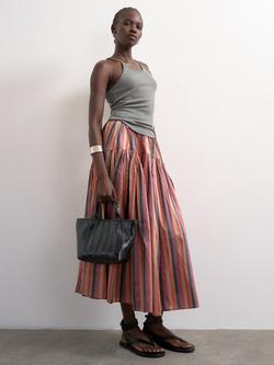 Topshop Taffeta Stripe Maxi Skirt, Multi - view 2, Multi