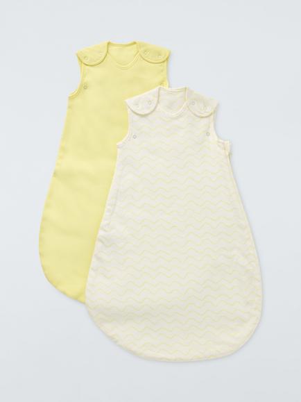 John Lewis Essential Wave & Rib Baby Sleeping Bag, 2.5 Tog, Pack of 2, Yellow