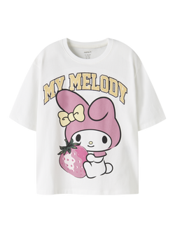 NAME IT Kids' Short Sleeve Hello Kitty T-Shirt, Bright White, Bright White