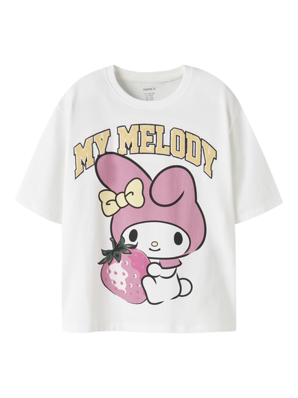 NAME IT Kids' Short Sleeve Hello Kitty T-Shirt, Bright White, Bright White