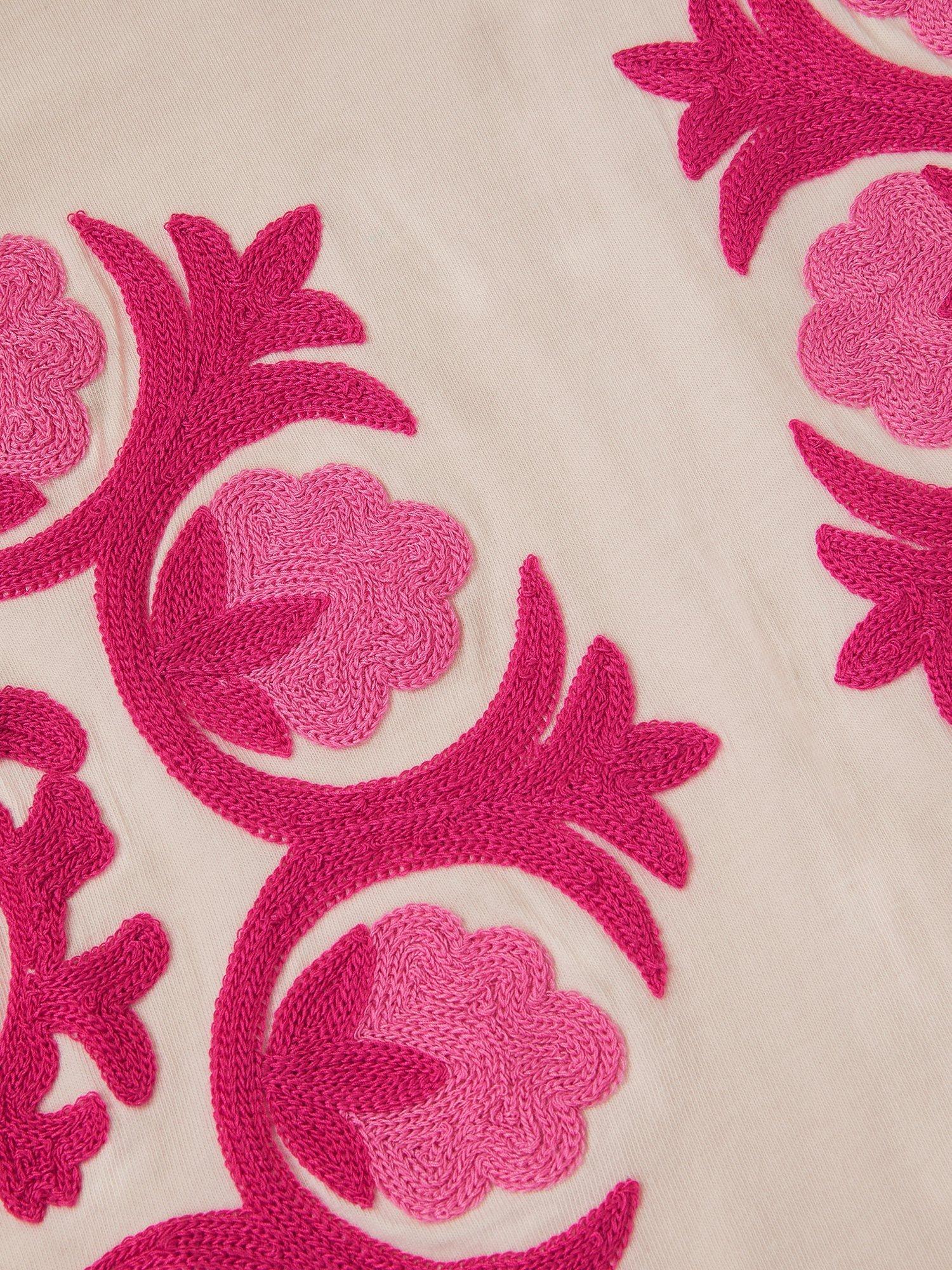 Product image 2 of 3, which shows Monsoon Kids' Cotton Chain Stitch Top, Ivory, 3-4 years