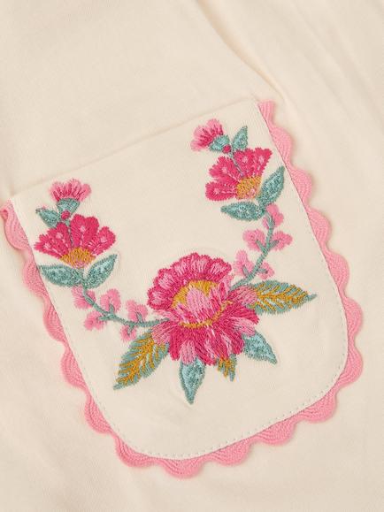 Monsoon Kids' Cotton Floral Embroidered Top, Ivory - view 2, Ivory