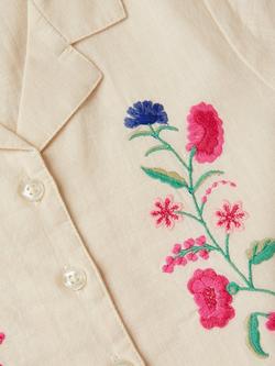 Monsoon Kids' Floral Embroidered Shirt and Trousers Set, White - view 2, White