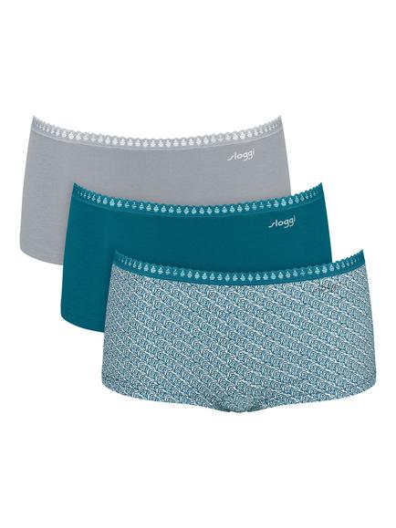 sloggi GO Crush Short Knickers, Pack of 3, Blue/Multi, Blue/Multi