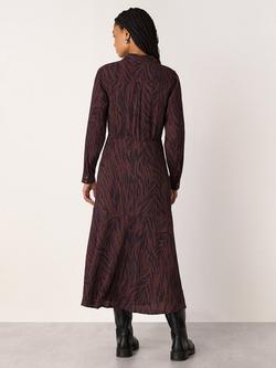 Whistles Zebra Print Shirt Midi Dress, Brown/Multi - view 2, Brown/Multi
