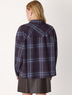 Whistles Plaid Check Brushed Cotton Shirt, Blue/Multi - view 2, Blue/Multi