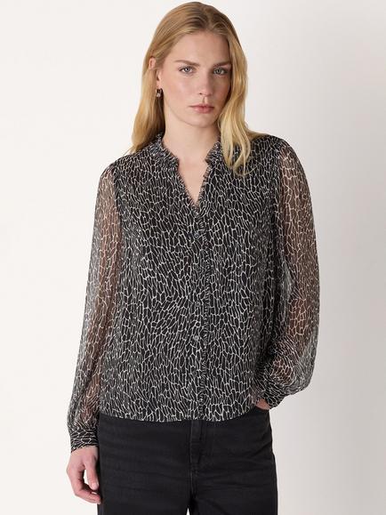 Whistles Dragonfly Long Sleeve Top, Black/White, Black/White