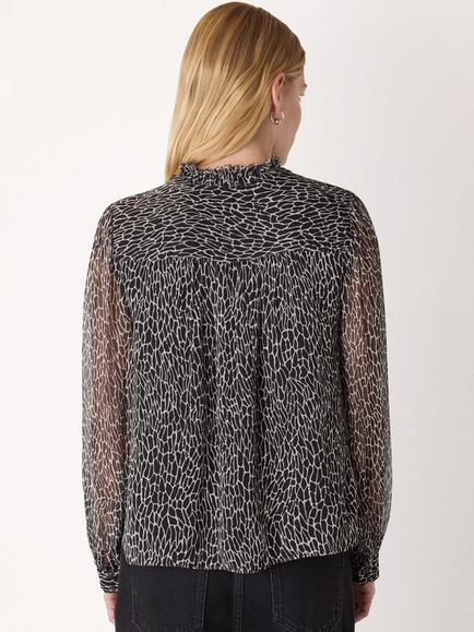Whistles Dragonfly Long Sleeve Top, Black/White - view 2, Black/White