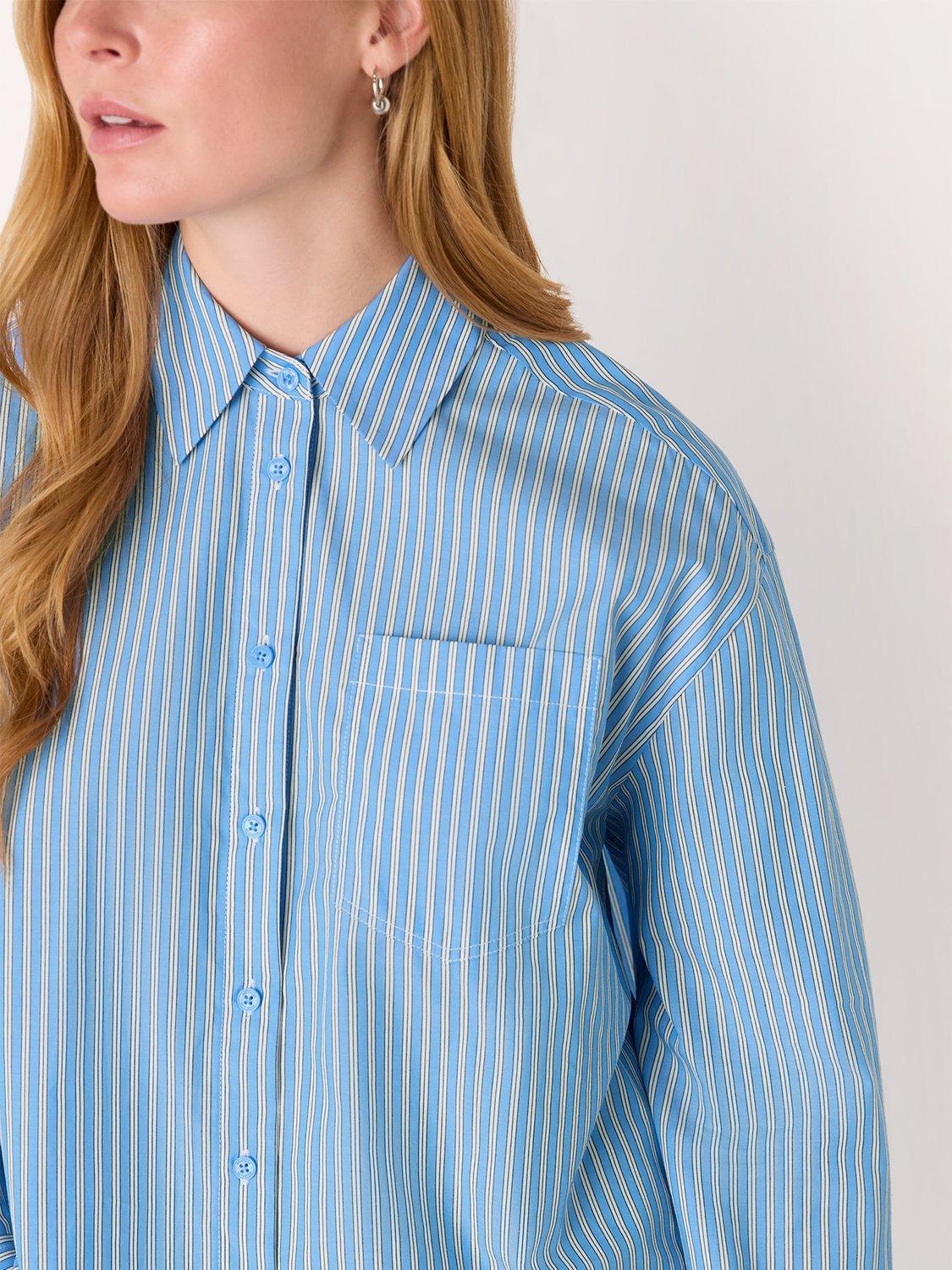 Product image 4 of 5, which shows Whistles Oversized Fit Stripe Shirt, Blue/Multi, 6