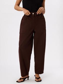 Whistles Tessa Barrel Leg Trousers, Brown, Brown