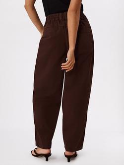 Whistles Tessa Barrel Leg Trousers, Brown - view 2, Brown