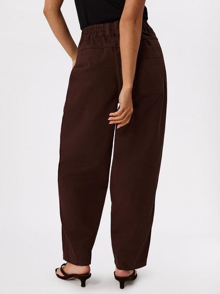 Whistles Tessa Barrel Leg Trousers, Brown - view 2, Brown