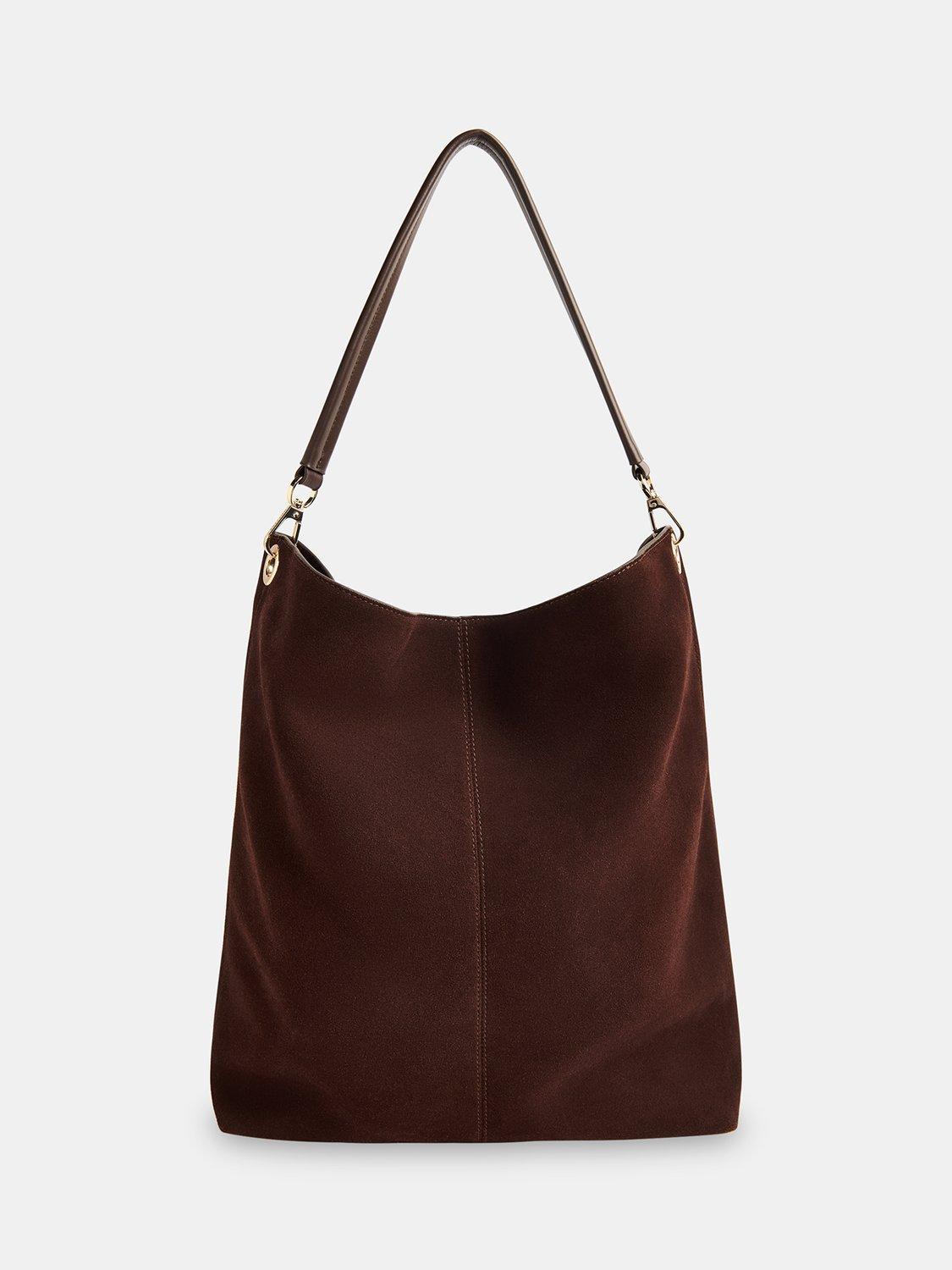 Product image 3 of 6, which shows Whistles Kamil Pure Suede Tote Bag, Chocolate, One Size