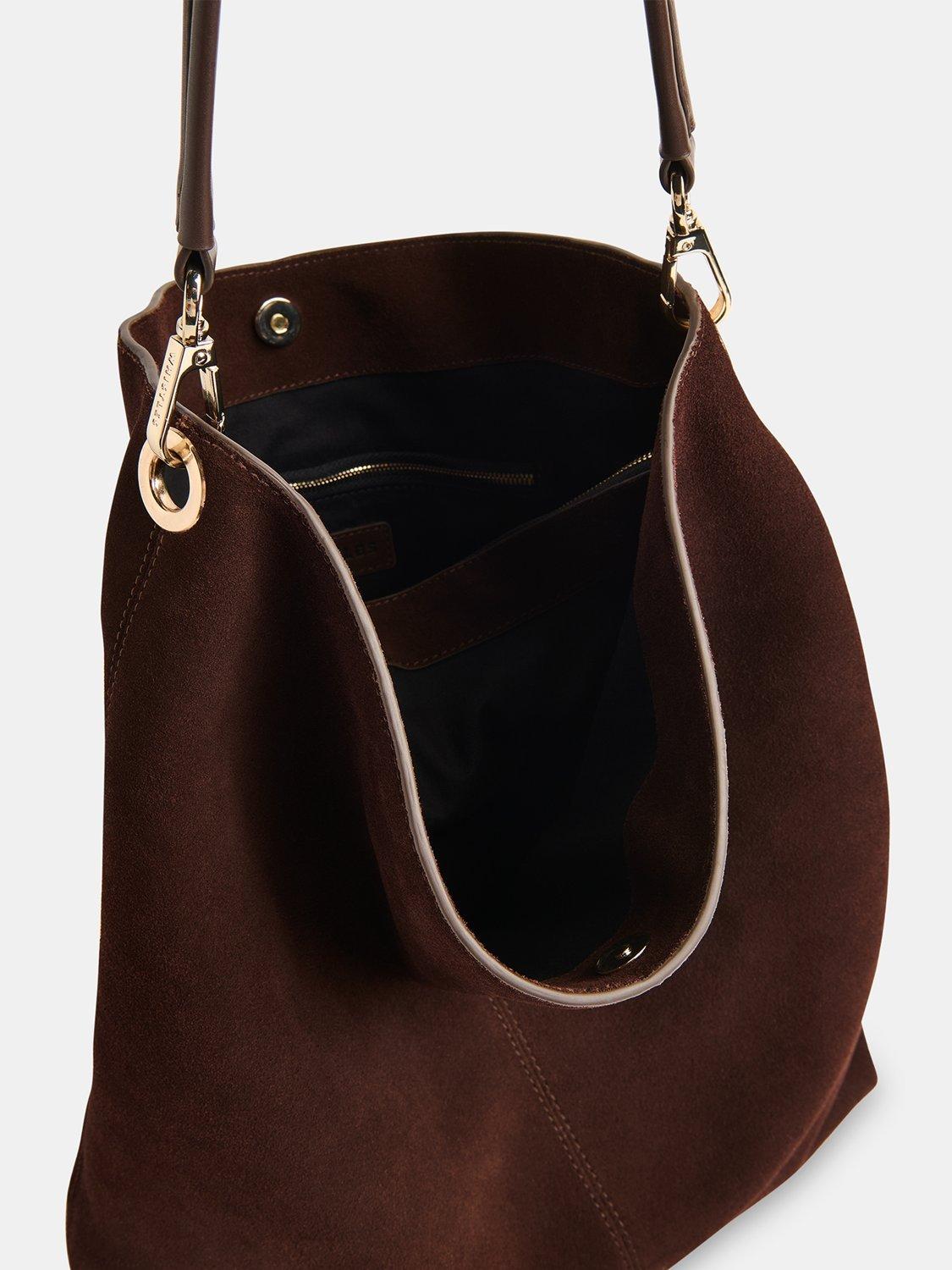 Product image 5 of 6, which shows Whistles Kamil Pure Suede Tote Bag, Chocolate, One Size