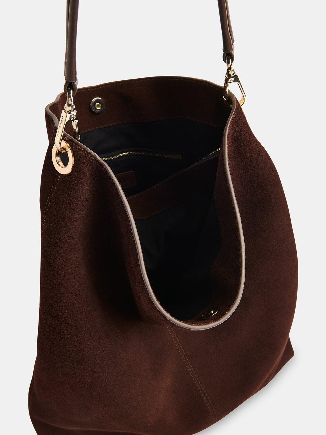 Product image 6 of 6, which shows Whistles Kamil Pure Suede Tote Bag, Chocolate, One Size